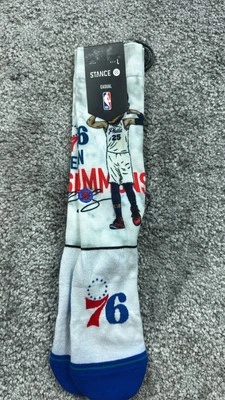 Philadelphia 76ers Socks Size Large Men's 9-12 Ben Simmons Big Head Basketball - Image 1 of 4