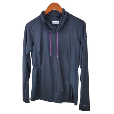 Columbia Top Mujer Mediano OMNI WICK Capucha Cuello Camisa Activa Manga Larga Negra  Foto 1 de 4