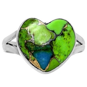Herz blau Türkis in grün Mohave 925 Sterling Silber Ring Gr.9 Schmuck R-1073 - Bild 1 von 5