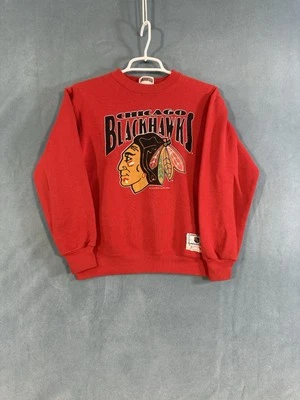 Sudadera De Colección Años 90 Chicago Blackhawks Nuez moscada Cuello Redondo Niños Grande EE. UU. NHL Foto 1 de 4