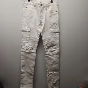true religion rocco White MOTO classic slim jeans Relaxed Skinny Mens Size 29x33 - Picture 1 of 6