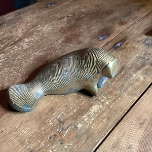 Vintage Brass Manatee Figurine Paperweight - Picture 1 of 7