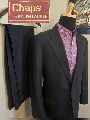 VTG Ralph Lauren Chaps 2 Pcs Suit 44L / 38x31 Gray W Purple Wool Jacket & Pants - Image 1 of 4