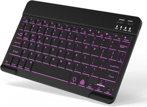 Backlit Bluetooth Keyboard Small Portable Wireless Black  - Picture 1 of 8