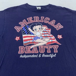 Betty Boop American Beauty T-Shirt Large Navy Flag Patriotic 4th July Tee - Picture 1 of 6