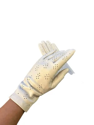 Guantes de conducción perforados de cuero crema marfil vintage para mujer talla 8 estilo años 50 Foto 1 de 4