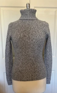 Ann Taylor Damen grau weiß 100% Kaschmir dicker Plüsch weicher Rollkragen Pullover S - Bild 1 von 8