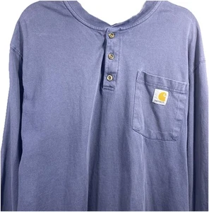 Carhartt Men's Original Heavyweight Long Sleeve Cotton Dusty Blue T Shirt Large - Picture 1 of 8