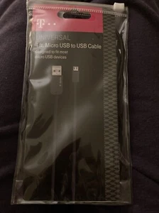 T Mobile Universal 4 Ft Micro USB To USB Cable - Picture 1 of 2