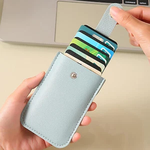 Card Holder Wallet Pocket Credit ID PU Leather Pull-out Card Wallet - Picture 1 of 17