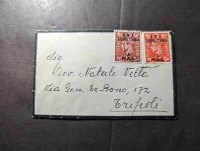 Mini cubierta de luto sobreimpresión Tripolitania RPPC Libia ocupada británica a Italia Foto 1 de 2
