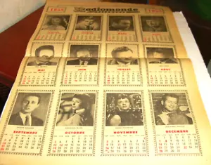 1958 CALENDRIER DU JOURNAL RADIOMONDE ET TELEMONDE + ARTISTES VARIÉS-J.P. MASSON - Foto 1 di 1