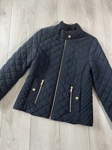Zara Girls Navy Quilted Gold Zip Detail Pocket Paded Jacket Sz 11-12 - Picture 1 of 12