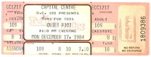 QUIET RIOT-Kevin DuBrow-1984 Unused Concert Ticket (Landover-Capital Centre) - Picture 1 of 2