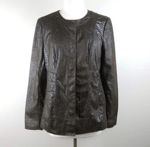 Dana Buchman Damen Übergangsjacke Kunstleder Schlangenmuster Langarm braun Gr. S - Bild 1 von 8