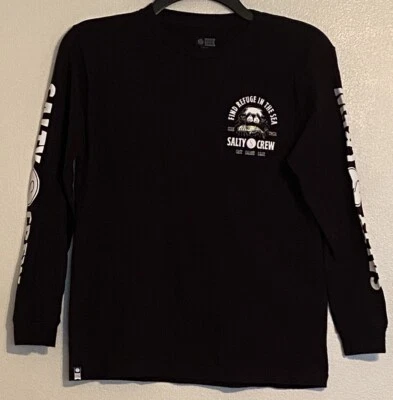 Camiseta Salty Crew “Find Refuge In The Sea” para niños talla S manga larga negra Foto 1 de 4