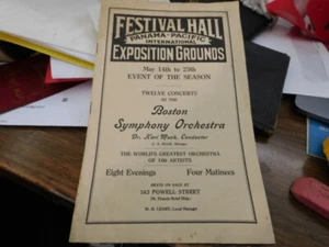 1915 PPIE WORLD FAIR PROGRAM, BOSTON SYMPHONY SAN FRANCISCO - Imagen 1 de 8