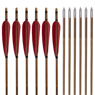 6/12X 32'' Bamboo Arrows 5'' Natural Fletching OD8mm Hunting Arrows Hunting Bow - Image 1 of 4