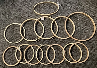 Lot of 18 Wooden  & Plastic ~EMBROIDERY CROSS STITCH NEEDLE POINT~  Hoops - Image 1 of 2