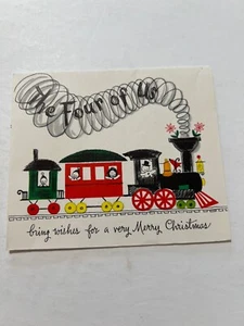 VTG 1949 Christmas Snowman Train Greeting Card by Hallmark - Picture 1 of 3