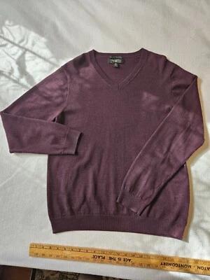 Suéter De Colección Pronto Uno Extra Fino Lana Merino Extra Grande Ciruela Cuello en V  Foto 1 de 4