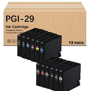 12 Pack PGI29 Ink Tank Replacement for PGI-29 Ink Cartridge for Pixma PRO-1 Prof - Picture 1 of 5