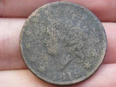 1819 Matron Head Large Cent Penny- Large Date, About Good Details - Image 1 of 4