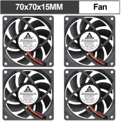 Ventola 5V 12V 24V Ventilatore DC 70mm (70x70x25mm) - 5V, 12V, 24V, 2 Pin, Senza Spazzole, Per Raffreddamento PC O Elettronica! Ventilatore 70x70x25 2 Pin