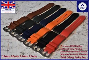 PREMIUM FKM Rubber, Smooth Diver Watch Strap Quick Rel. 18mm 19mm 20mm 21mm 22mm - Picture 1 of 10