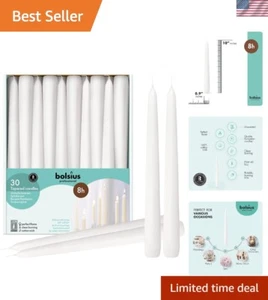 Elegant Long White Taper Candles - Bulk 30 Pack, 10-Inch Unscented Candlesticks - Picture 1 of 11