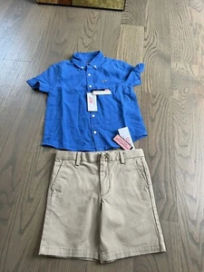 Vineyard vine boys outfit size 6 button-down shirt and khaki shortsnew - Picture 1 of 7