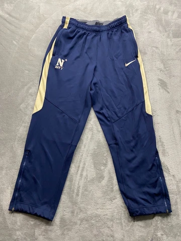 Navy Nike Pants Men's L Blue Dri-Fit Authentic Ankle Zipper Pockets Drawstring Cover