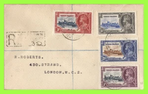 Br. Virgin Islands 1935 KGV Silver Jubilee set on registered First Day Cover - Picture 1 of 2