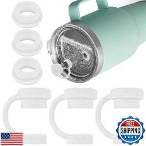 ERKOON Silicone Spill Stopper Set Compatible with YETI Straw Cup, Mug Tumbler - Picture 1 of 5