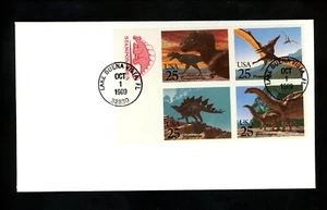 US FDC #2422-2425 NONE USPS Bulls Eye 1989 FL Prehistoric Animals Dinosaurs HC - Picture 1 of 2