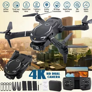 RC Drone With 4K HD Dual Camera WiFi FPV Foldable Quadcopter Aircraft +4 Battery - Picture 1 of 13