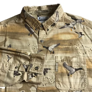 Columbia RIVER LODGE Men's Shirt Long Sleeve Size Large Hunting Ducks Browns/Tan - Picture 1 of 13