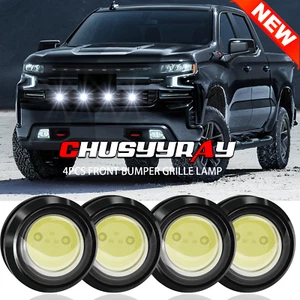 4x White LED Rock Round Button Lights Truck Eagle Eye side Marker Lights Lamp - Picture 1 of 11