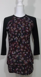 Women's LulaRoe Black Multicolored Floral 3/4 Sleeve Tunic Top Sz. XXS R9-55 - Picture 1 of 4