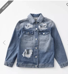 BKE Buckle Jacket Girls Youth SZ XL Denim Destructed Distressed Jean Jacket NWOT - Picture 1 of 14