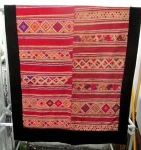 Textil de seda y algodón hechos a mano de la tribu de la colina Lao Hmong 68 x 34 pulgadas - Imagen 1 de 5