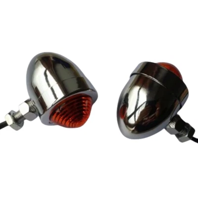 Señales de giro de bala cromadas para Harley Dyna Sportster Cruiser Chopper Big Dog Foto 1 de 4