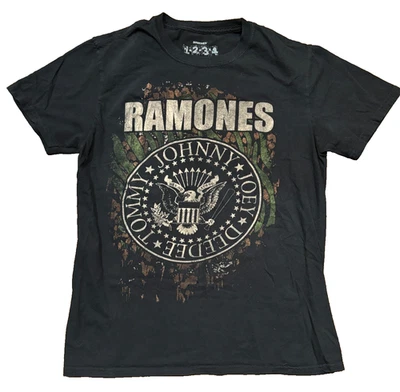 Camiseta Negra Ramones Años 80 Banda Punk Rock Camiseta con Gráficos Desteñidos Para Hombres S Foto 1 de 4
