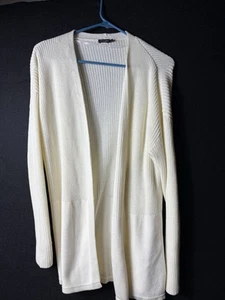J McLaughlin Ivory/Cream Open Jacket Large Lightweight Sweater Cardigan - Picture 1 of 7