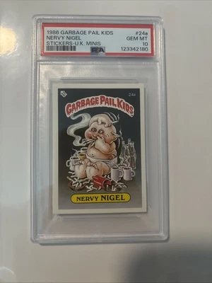 Garbage Pail Kids 1st Series UK Minis #24a Nervy Nigel PSA 10 GEM MINT Pop 6. - Image 1 of 2