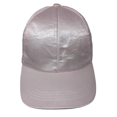 Gorra de béisbol sin marca con tirantes rosa talla única ajustable satinado en blanco 6 paneles Foto 1 de 4
