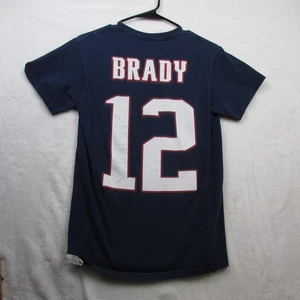 New England Patriots Shirt Mens Small Navy NFL Football Tom Brady 12 Tee - Picture 1 of 7