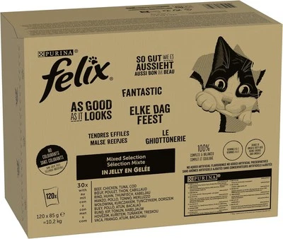 FELIX Katzenfutter nass in Gelee, Sorten-Mix, 120er Pack (120 x 85g) - Bild 1 von 4