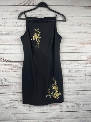 Vestido CDC para mujer 8 negro floral bordado sin mangas cóctel fiesta funda Foto 1 de 4