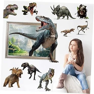 3D Dinosaur Wall Stickers Removable Vinyl Large Dino Stickers 10Pcs Peel and  - Picture 1 of 8